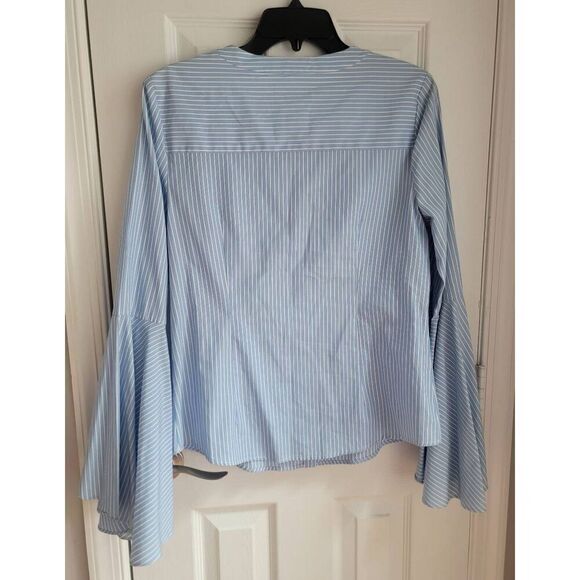Milly Blue Strips Bell Sleeve Top M - Picture 2 of 10